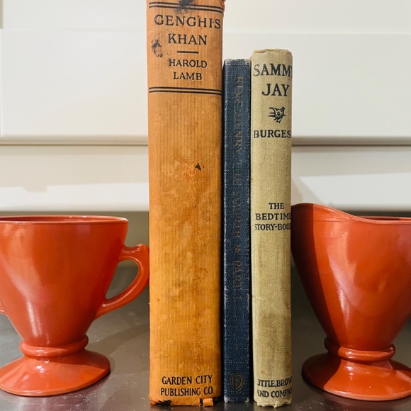 Vintage Hazel Atlas Orange Rust Sugar and Creamer - Picture 2 of 3